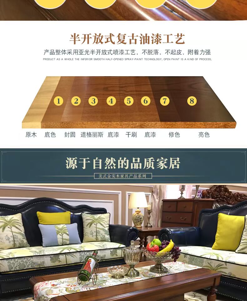 Bàn cà phê Mỹ Đất nước Mỹ đơn giản retro phòng khách gỗ rắn đầy đủ bộ máy pha trà bàn hình chữ nhật gỗ sồi cổ - Bàn trà bàn sofa