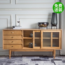 All solid wood sideboard modern custom glass door long tea cabinet against the wall log simple storage locker wine cabinet