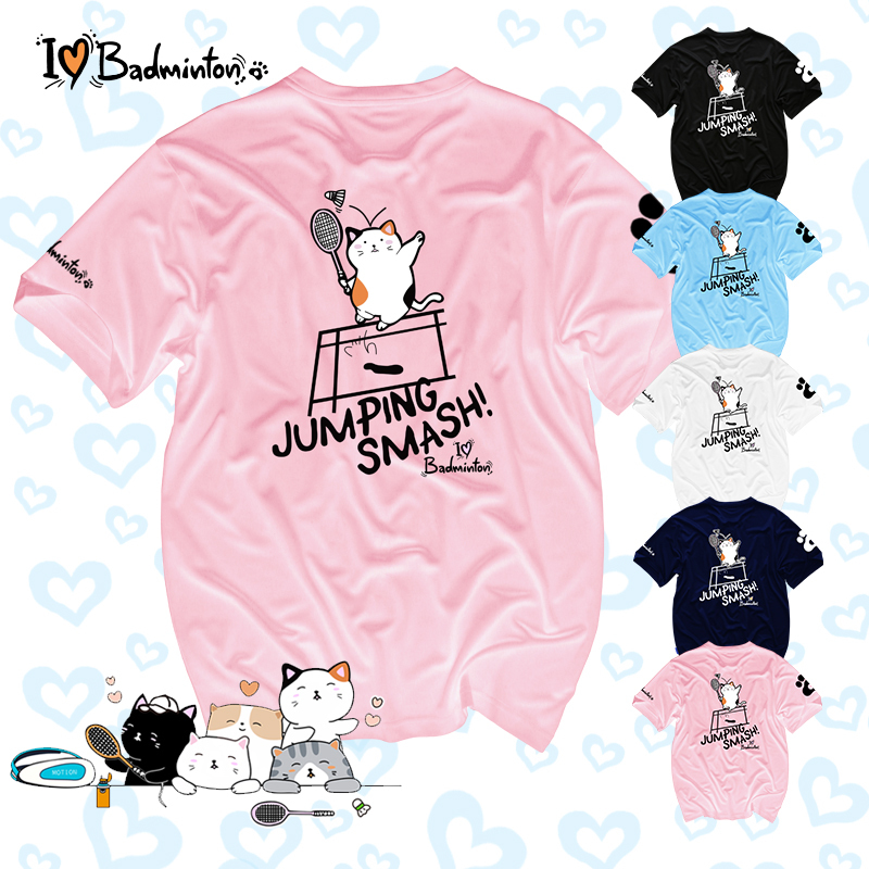 Badminton Professional Badminton Cultural Shirt Quick-Drying Short-Sleeved Men's and Women's Sportswear Cat Round Neck T-Shirt Top