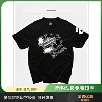 Cat male badminton culture shirt Female quick-drying short-sleeved top Sports jersey summer T-shirt large size cartoon pattern black