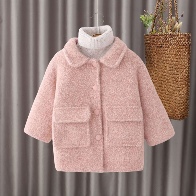 Girl's autumn winter new 2022 little girl Garcotton? the children suit Mao, and the mink velvet thick coat