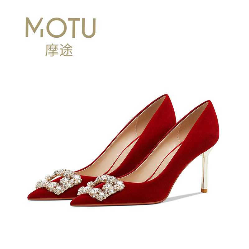 Motu Red Wedding Shoes for Women 2026 New Style Xiuhe Shoes Bridal Shoes High-End Chinese Style Wedding High Heels for Toast Dresses
