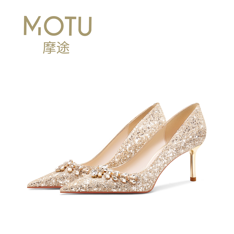 Beautiful and Elegant Wedding Shoes, High Heels, Women's Stiletto Heels, Suitable for Daily Wear, Wedding Shoes, Main Wedding Dress, Crystal Engagement Bridal Shoes