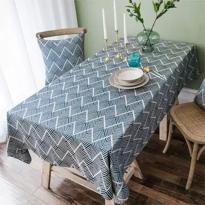 Boling pattern Nordic modern geometric strip cotton and linen fabric waterproof dining table cloth Nordic fresh coffee table net red tablecloth