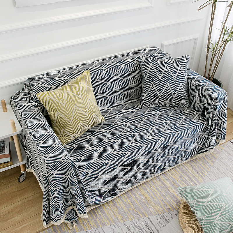 Four Seasons Universal Cotton Hemp Cloth Art Sofa Mat Cloth Sofa Towel Geometries Nordic Modern Wind All-bag Full Cover Cotton Fabric