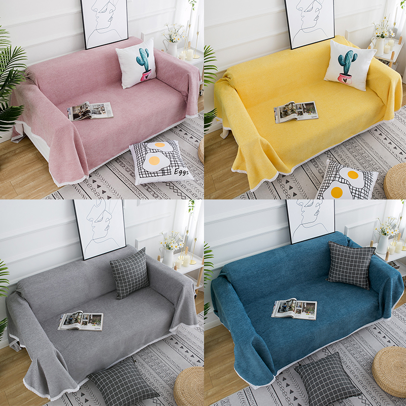 Nordic Pure Color Sofa Mat Brief Modern Seasons Universal Cotton Linen Snowy Integrated Sofa Towel Cushion Geb