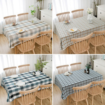 ins plaid cotton linen art hipster tablecloth double-sided Nordic modern pastoral restaurant table cloth tea table cloth