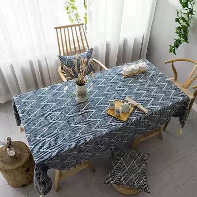 Japanese cotton linen art Net red ins tablecloth Nordic geometry modern light luxury literary household tea table cloth tablecloth