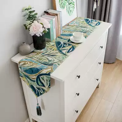 Hipster Nordic cotton linen fabric table flag Net red plant tablecloth long strip tablecloth coffee table TV cabinet modern