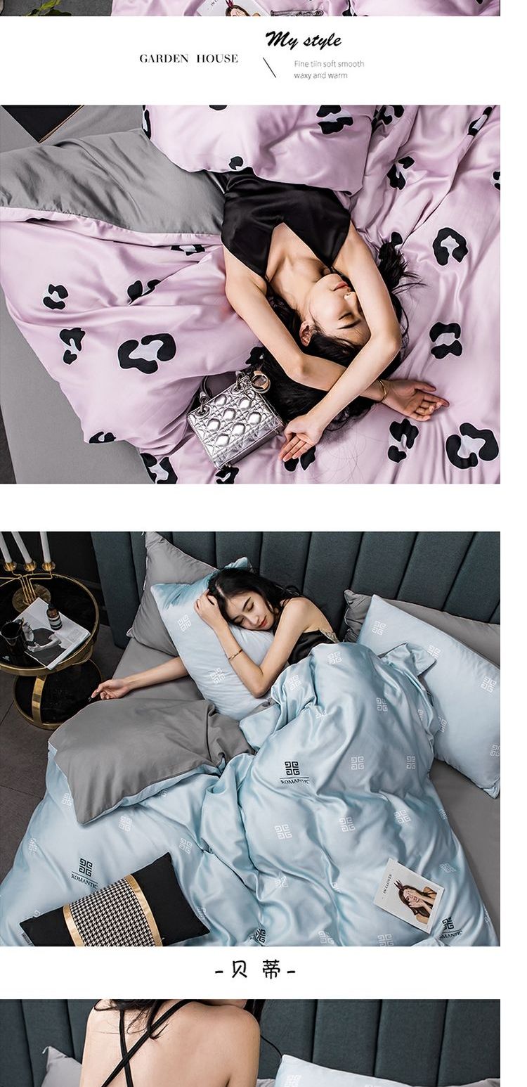 Net lụa đỏ bốn mảnh băng mùa hè trượt lụa Châu Âu ngủ ngủ thân thiện với da khăn trải giường chăn ba mảnh - Bộ đồ giường bốn mảnh chan ga goi