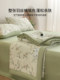 Summer Lyocell Cotton Summer Quilt, Machine Washable, Double-Layer Gauze Air-Conditioning Quilt, Pastoral Style Double Thin Quilt Four-Piece Set