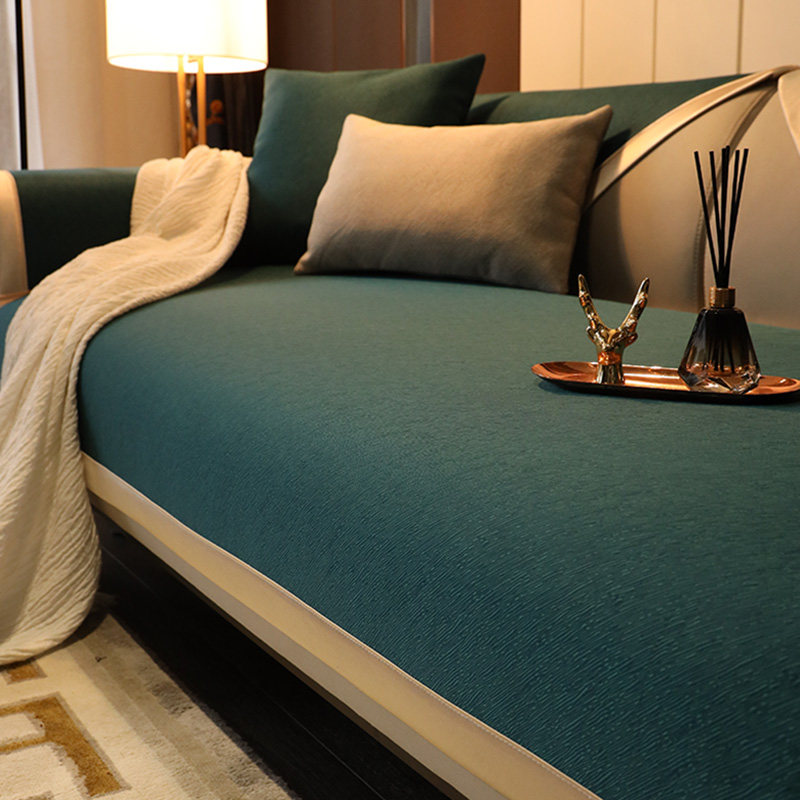 High-end Light Lavish Green Real Leather Sofa Mat All Season Universal Non-slip Cushion Cover Towel Nordic Winter Geb-Taobao
