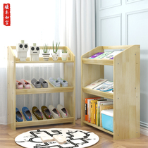 Warm wood such as a solid wood display rack floor Wooden Shoe Cabinet Shelving shelving Contained Cabinet Mall Display Magazine Racks