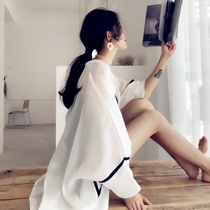 Ice silk sunscreen clothes womens summer 2021 new fashion high-end outer wear long-sleeved chiffon shawl cardigan thin jacket