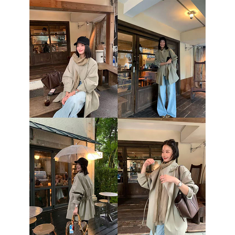 Vitalin 8.4 20:00 【London Weekend】Mid-Length Trench Coat, Loose Fit, Slimming, Waist-Cinching, Casual Jacket