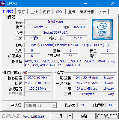 Intel Xeon Platinum 8260M CPU 8260L