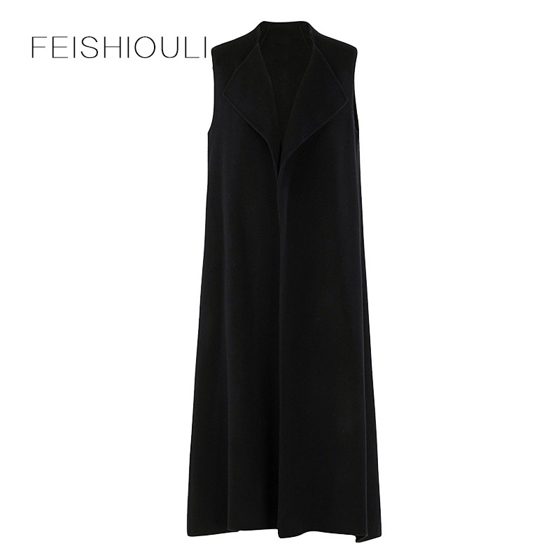 Women's Vest Autumn and Winter New Style Long Loose Double-Sided Cashmere Coat Mother's Sleeveless Woolen Jacket Vest Dress