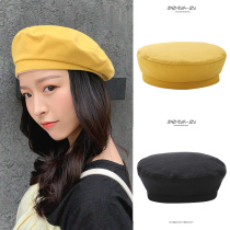 Net Red Hat Black Beret female Korean version of tide Japanese summer thin autumn winter ins British retro octagonal