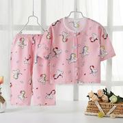 Trẻ em mùa hè bé cardigan cotton lụa pajama lụa bông thiết lập bảy tay áo quần áo trẻ em trai và trẻ em gái và trẻ em nhỏ và vừa.