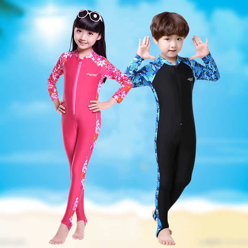 lelang children's beach clothing long-sleeved one-piece swimsuit snorkeling diving mother clothing warm boys and girls diving suit