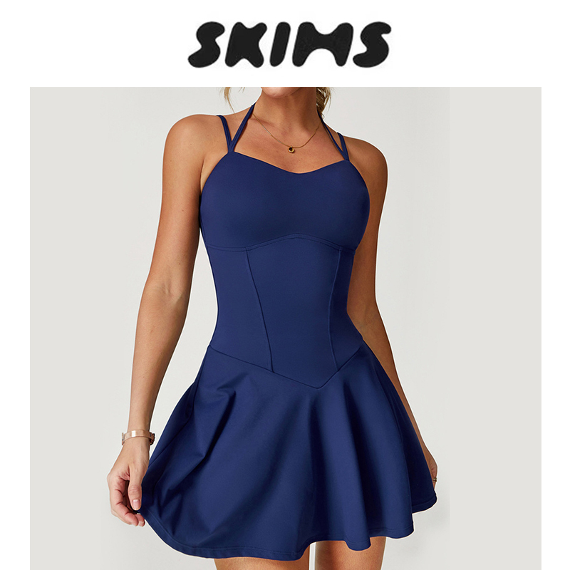 Official Genuine Skims Dress, Kardashian-Style Short Dress, Slim-Fit, Flattering, Suitable for Running, Sports, and Tennis