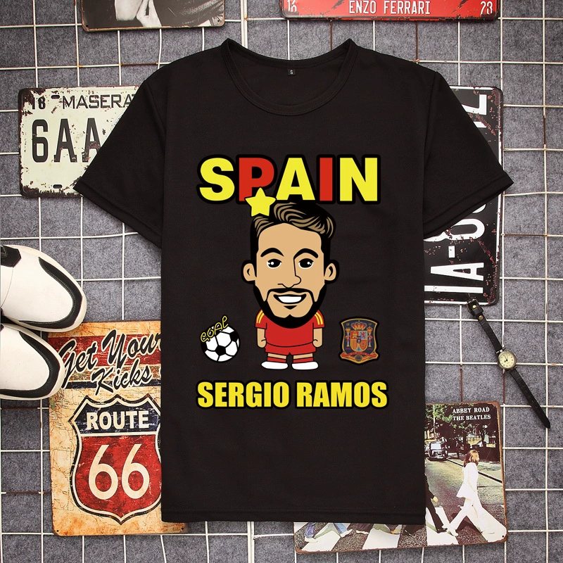 2018 Nga World Cup đồng phục bóng đá C Romesila Mosbel Royce Real Madrid nam ngắn tay T-Shirt