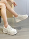 Women's White Sneakers 2026 Spring New Thick-Soled Shoes Versatile Comfortable Lace-Up Lightweight Casual Sneakers