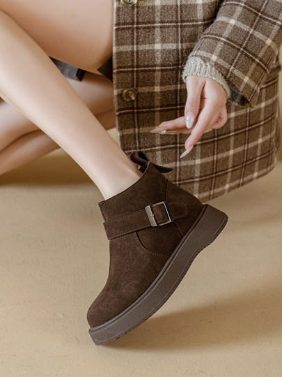 Martin Boots for Women 2025 Autumn and Winter New Style Fleece-Lined Boots Fashionable Retro Birkenstock Shoes Casual Versatile Short Boots