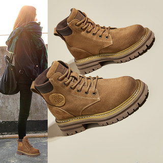 Suede Martin Boots for Women 2025 New Autumn Frosted Leather Winter Fleece-Lined Work Shoes Retro British Style Short Boots