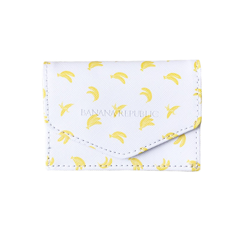 Japanese Magazine White Ins Wind Lovely Funny Little Banana Multifunction Portable Leather Zero Wallet Card Bag