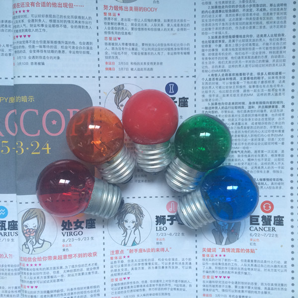 Ordinary incandescent color bulb G40E27 red yellow blue green purple and white festival decorative spherical bubble 220V