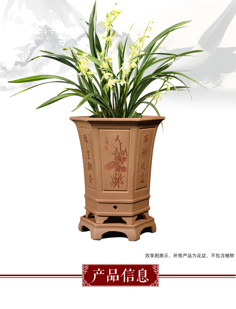 Greatness, six - party orchid basin of yixing ceramic purple sand pot bluegrass breathable rare seasons special orchid pot