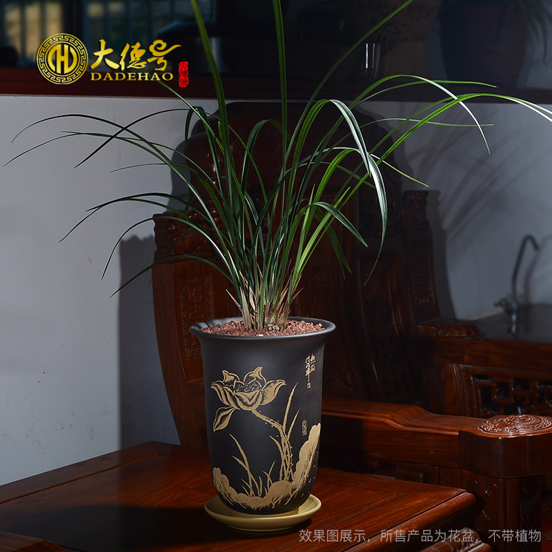 Yixing purple orchid basin clivia flower POTS indoors contracted ceramic creative flower POTS with tray professional orchid pot