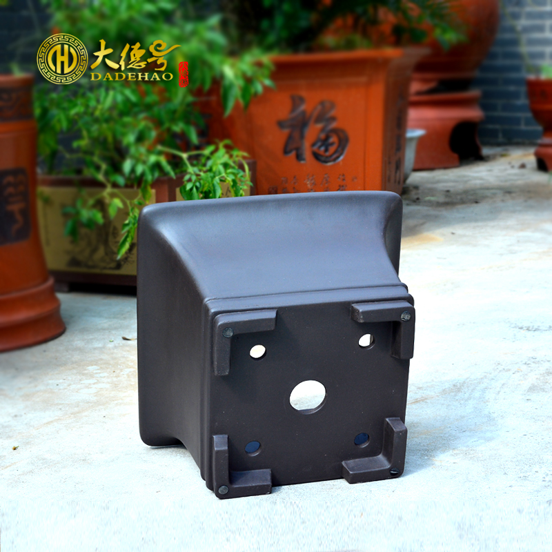 Greatness, yixing purple sand flowerpot high - quality goods manual double square bonsai flowers, green big basin