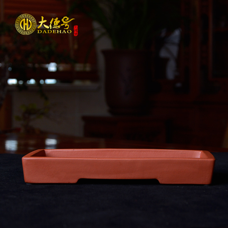 A Rectangle ceramic purple sand flowerpot large water rockery the plants bonsai pot basin breathable hydroponic flower pot pot