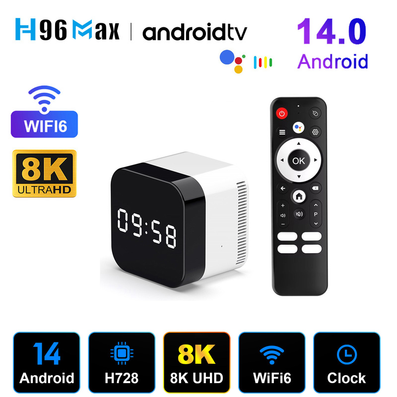 H96Max H728 Android14 Tv Box 4K 8K Uhd Wifi6 Bluetooth Voice Tv Box