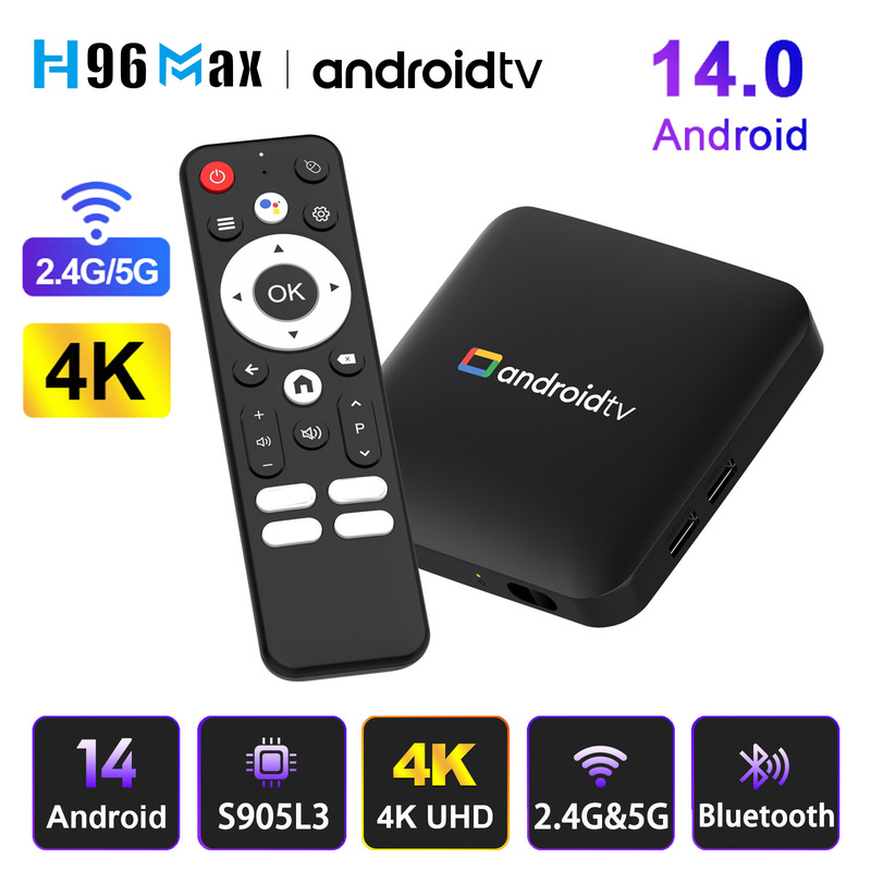 Smart Tv Box S905L3 Android 14 Quad Core Dual Band Wifi Bluetooth Voice Remote 4K Uhd