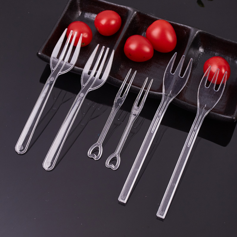 Disposable Fork Spoon Food Grade Plastic Fruit Fork Pudding Spoon Creative Bamboo Festival Fork Out of Birthday Cake