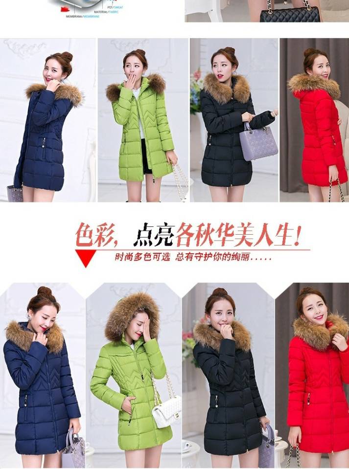Áo chống mưa cho nữ dài phần dày phiên bản Hàn Quốc của chiếc áo dài tự làm trùm cổ áo lông thú xuống áo khoác cotton cỡ lớn áo phao burberry nữ
