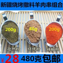Xinjiang outdoor barbecue seasoning powder cumin powder barbecue ingredients combination 480g Shish kebab set package