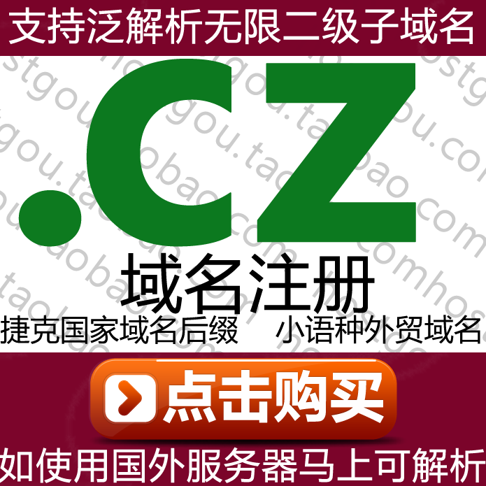  The name registration of the cz domain supports the pan-resolution unlimited secondary name domain rice foreign trade Czech web site purchase application