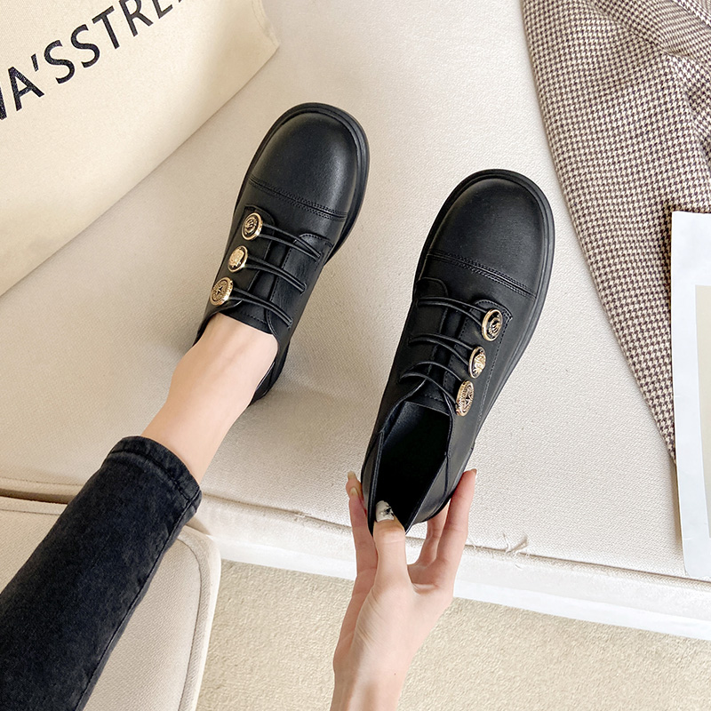 Small leather shoes women's British style 2022 spring and autumn net red new all-match women's shoes students soft leather black flat shoes