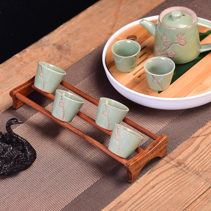 T put teacup r ebony wood shelf cupholders household air crossover vehicle cup mat cup tea tea set