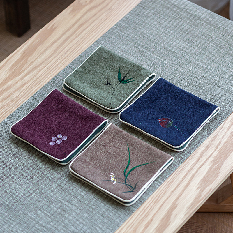 T more high - grade cotton tea towel suction a pot of tea cloth embroidered towels zen small as matcha tea cloth towel to clean