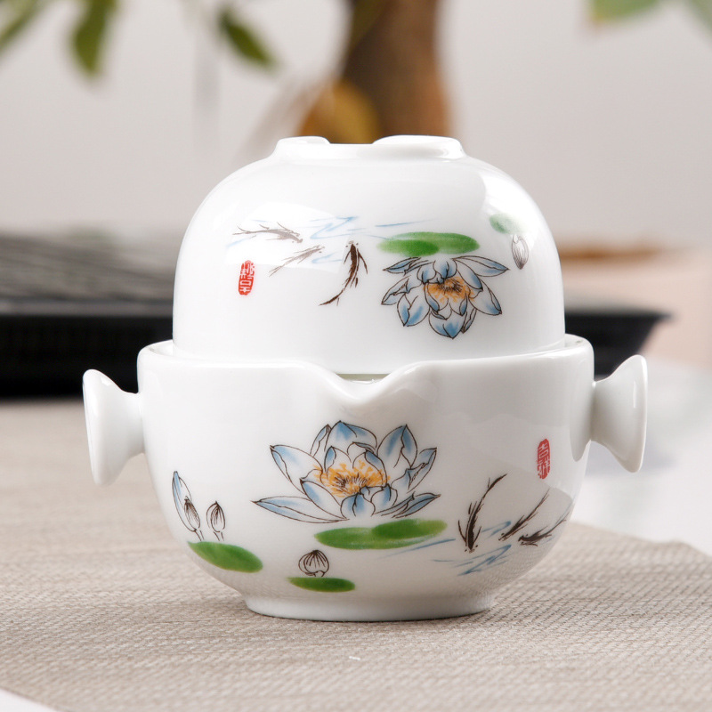 T a cup a pot of a second cup of office ceramic cup tea cup two cups of portable kung fu tea set