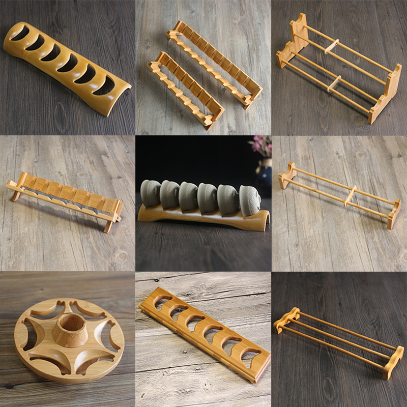 T creative bamboo stand the receive cup tea shelf rack cup frame kung fu tea set with water cup frame drop