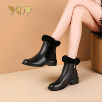 Snow boots women 2021 new winter boots warm plus velvet padded boots women leather Lamb hair Martin boots