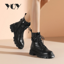 Black shoes women 2021 New Joker thick heel heels children autumn and winter Martin boots British style short boots