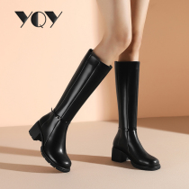 Long tube Knight boots women 2021 New thick heel high boots children Winter high heels black thick bottom boots women