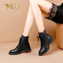 Martin boots womens short boots in the middle of the small English style 2021 new autumn and winter single boots thick heel lace up boots women